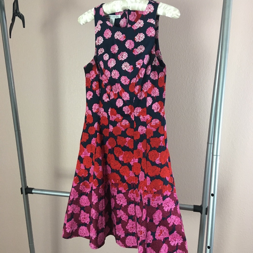 Navy, pink and red floral dress size 6
